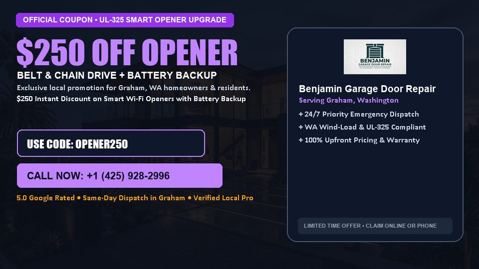 Benjamin Garage Door Repair $250 OFF Premium LiftMaster Opener Installation
